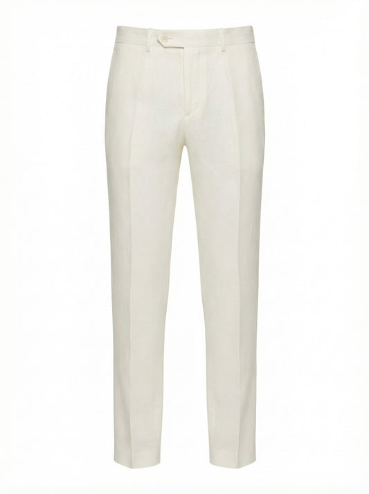 Canali Siena Classic Fit  Linen Dress Pants in White