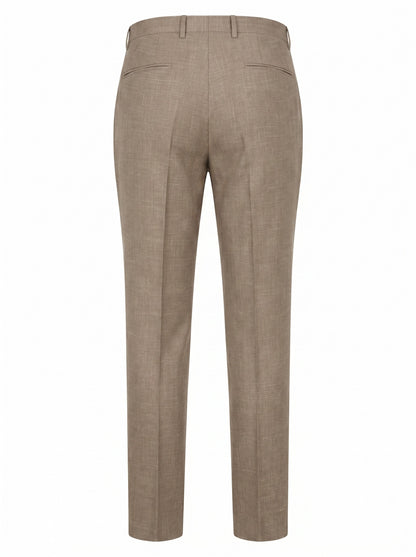 Canali Siena Classic Fit Wool, Silk and Linen Blend Dress Pants in Taupe