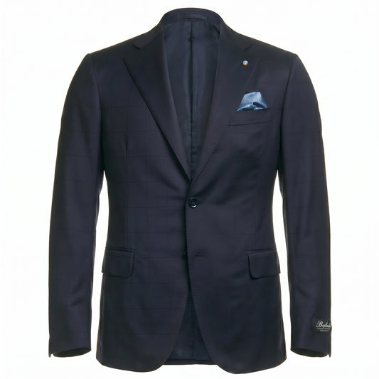 Belvest Super 130's Wool Window Pain Suit in Dark Navy Blue