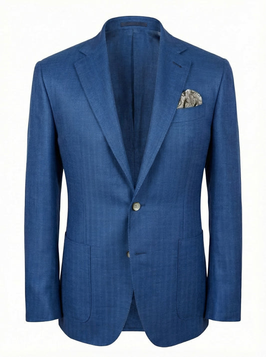Canali Kei Model Wool, Silk and Linen Sport Coat in Royal Blue