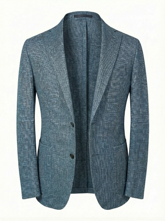 Fradi Knitted Linen & Cotton Super Light Jersey Jacket in Denim