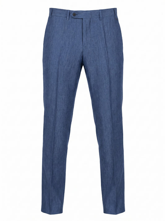 Canali Siena Classic Fit  Linen Dress Pants in Mid Blue