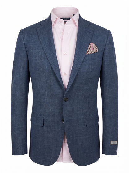 Canali Kei Model Wool, Silk and Linen Suit in Denim Blue