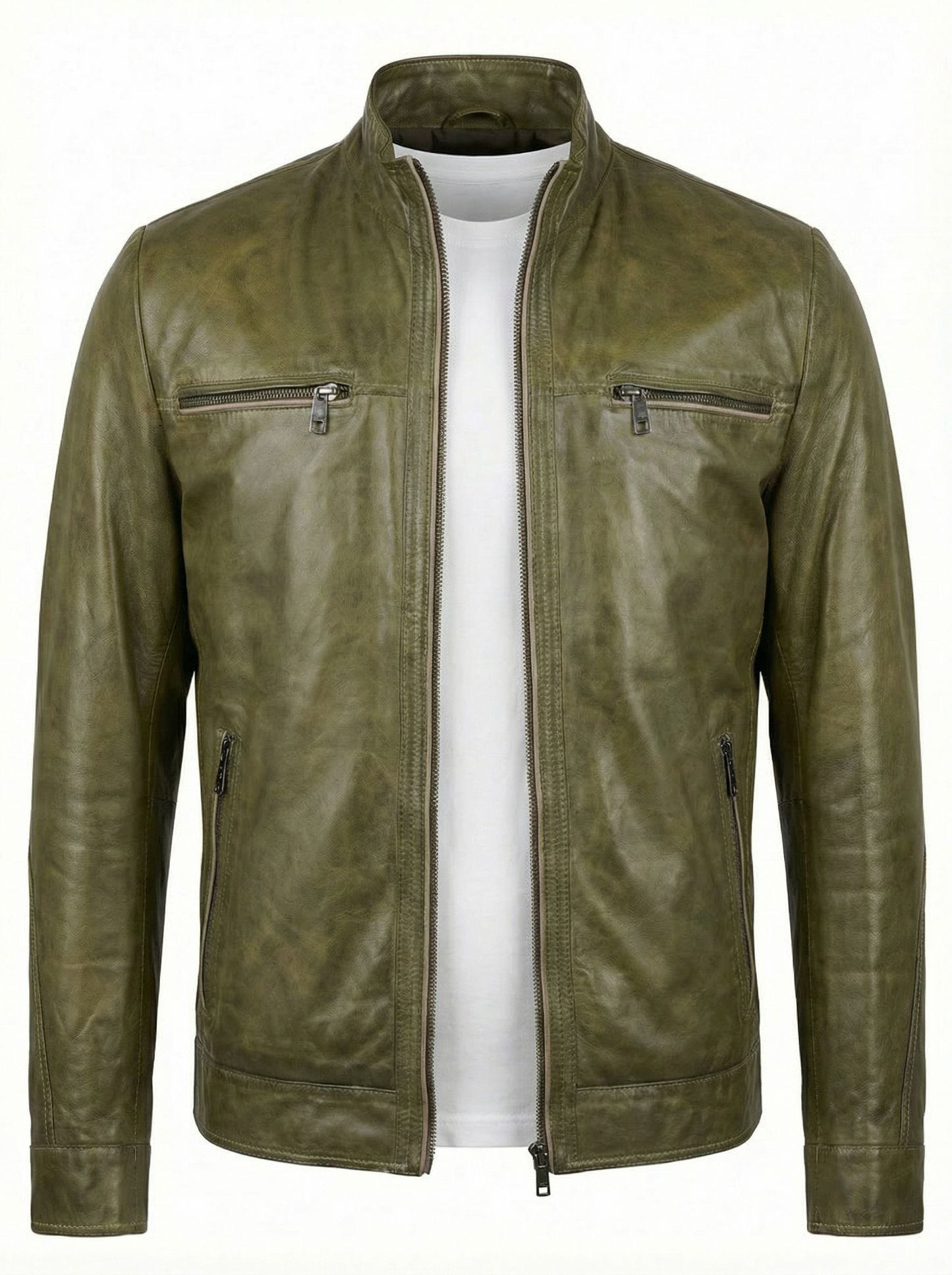 Milestone Lambskin Nappa Leather Jacket in Olive