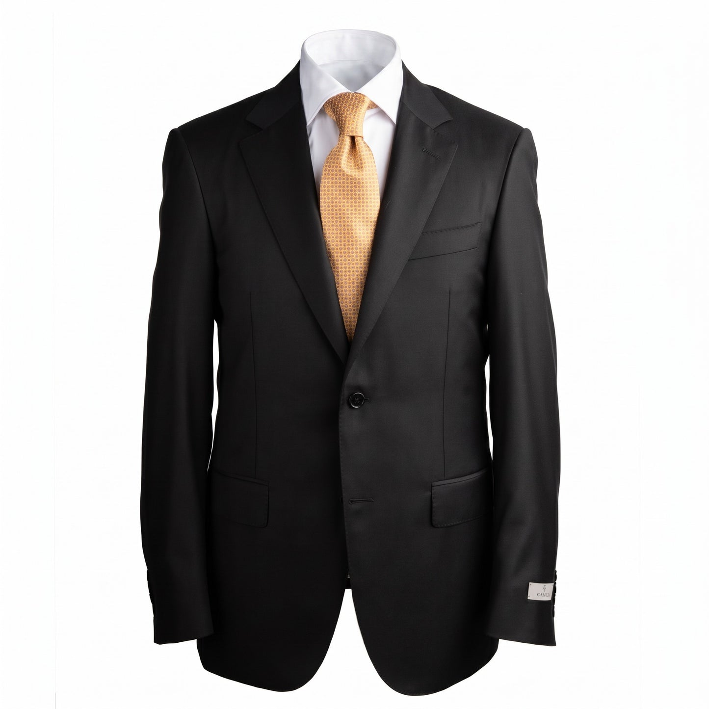 Canali Super 130 Contemporary Model Suit in Solid Black
