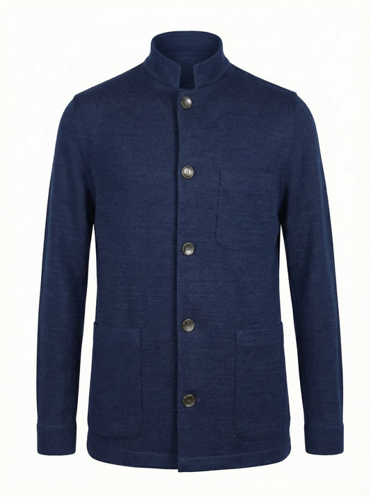 Fradi The Shirt-Style Jacket in Linen & Cotton in Navy