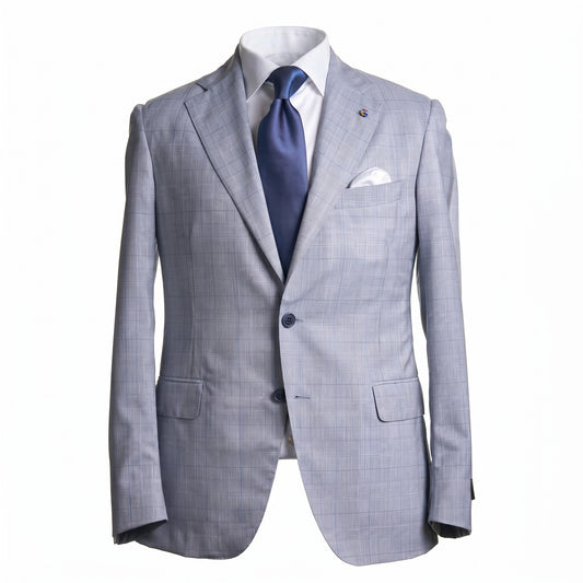 Belvest Wool & Silk Suit in Light Blue.