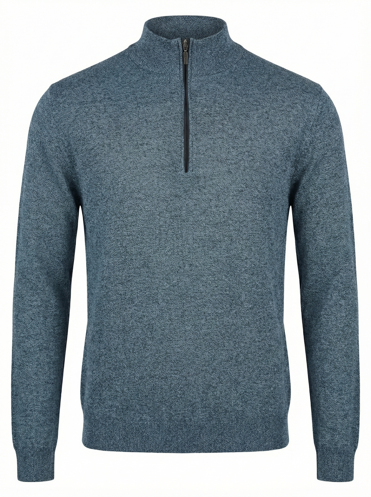 Codice Quarter-Zip Long Sleeve Cotton Sweater in Denim Blue