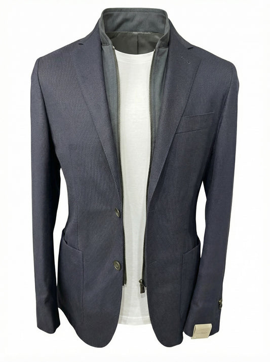 Corneliani ID Wool Jacket with Detachable Bib in Navy