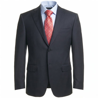 Canali Siena Model Suit in Dual-Tone Wool in Navy