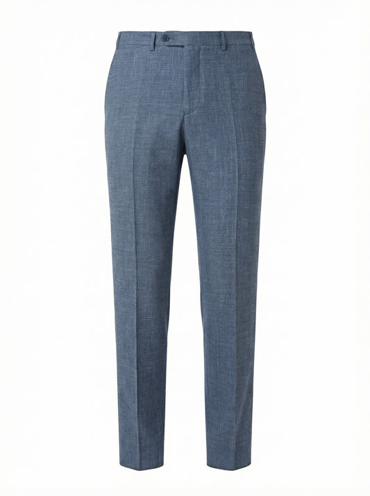 Canali Siena Classic Fit Linen Wool Blend Dress Pants in Mid Blue