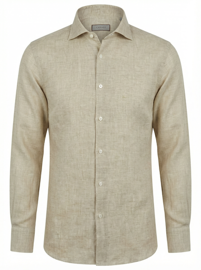 Canali Linen Sport Shirt in Pistachio