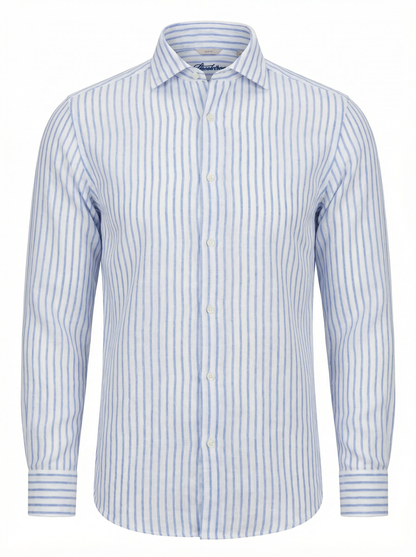Stenströms Blue Striped Linen Shirt in Slim Fit