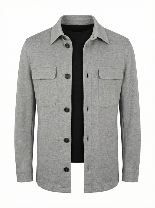 Fradi Piqué Jersey Overshirt in Light Gray