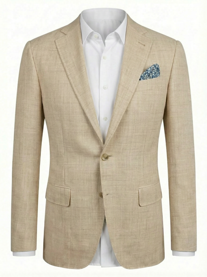 Canali Kei Model Wool, Silk and Linen Sport Coat in Warm Flax