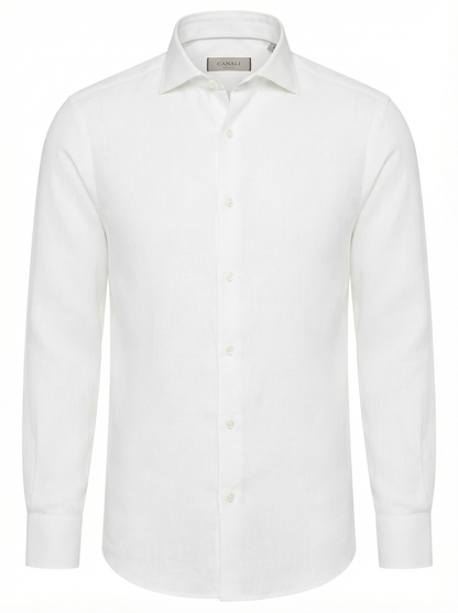 Canali Linen Sport Shirt in White