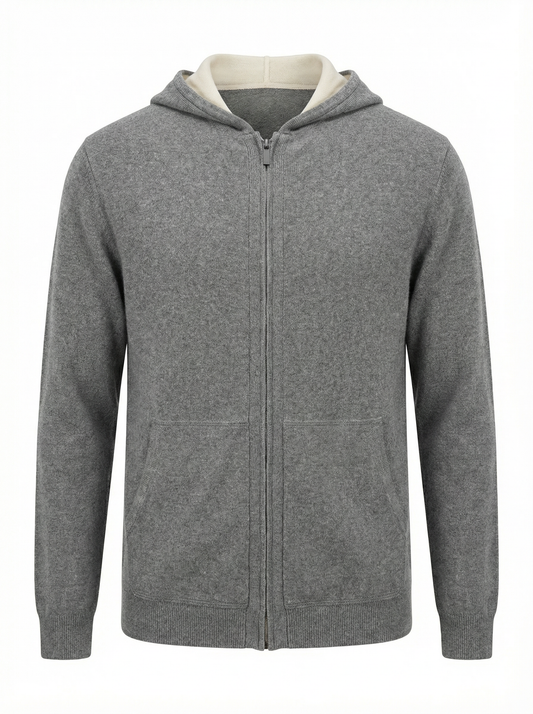 Codice Full Zip Hoodie in Mid Grey