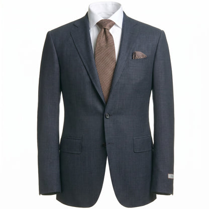 Canali Kei Model Suit in Dual-Tone Wool in Blue Grey