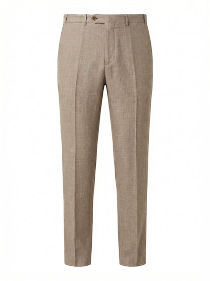 Canali Siena Classic Fit Wool, Silk and Linen Blend Dress Pants in Taupe