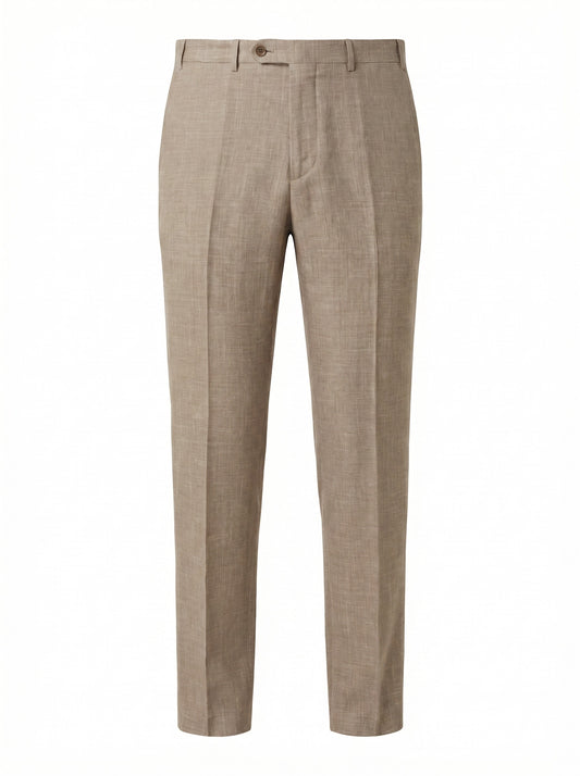 Canali Siena Classic Fit Wool, Silk and Linen Blend Dress Pants in Taupe