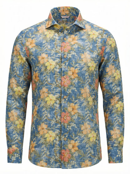 Stenströms Floral Linen Shirt in Slim Fit