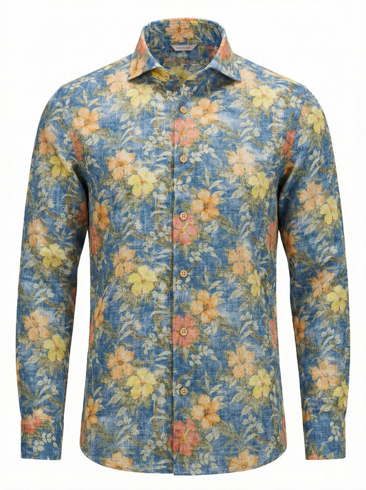 Stenströms Floral Linen Shirt in Slim Fit