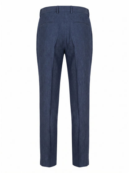 Canali Siena Classic Fit  Linen Dress Pants in Mid Blue