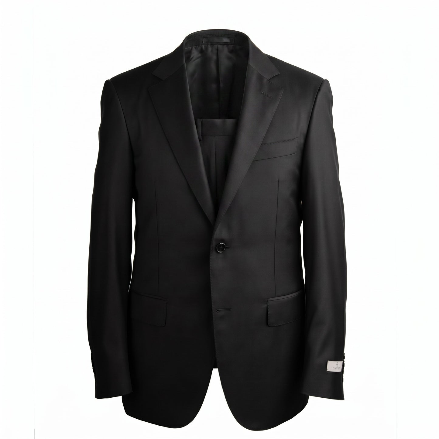 Canali Super 130 Contemporary Model Suit in Solid Black