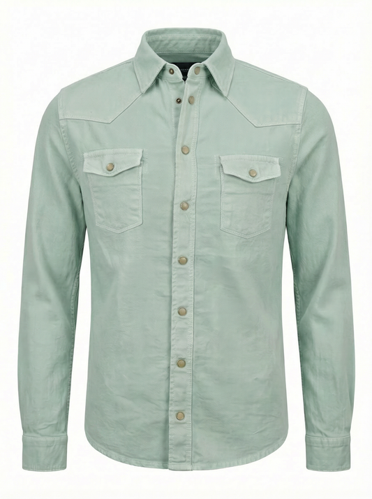 Teleria Zed Roper Over-Dyed Western Snap Shirt in Menta