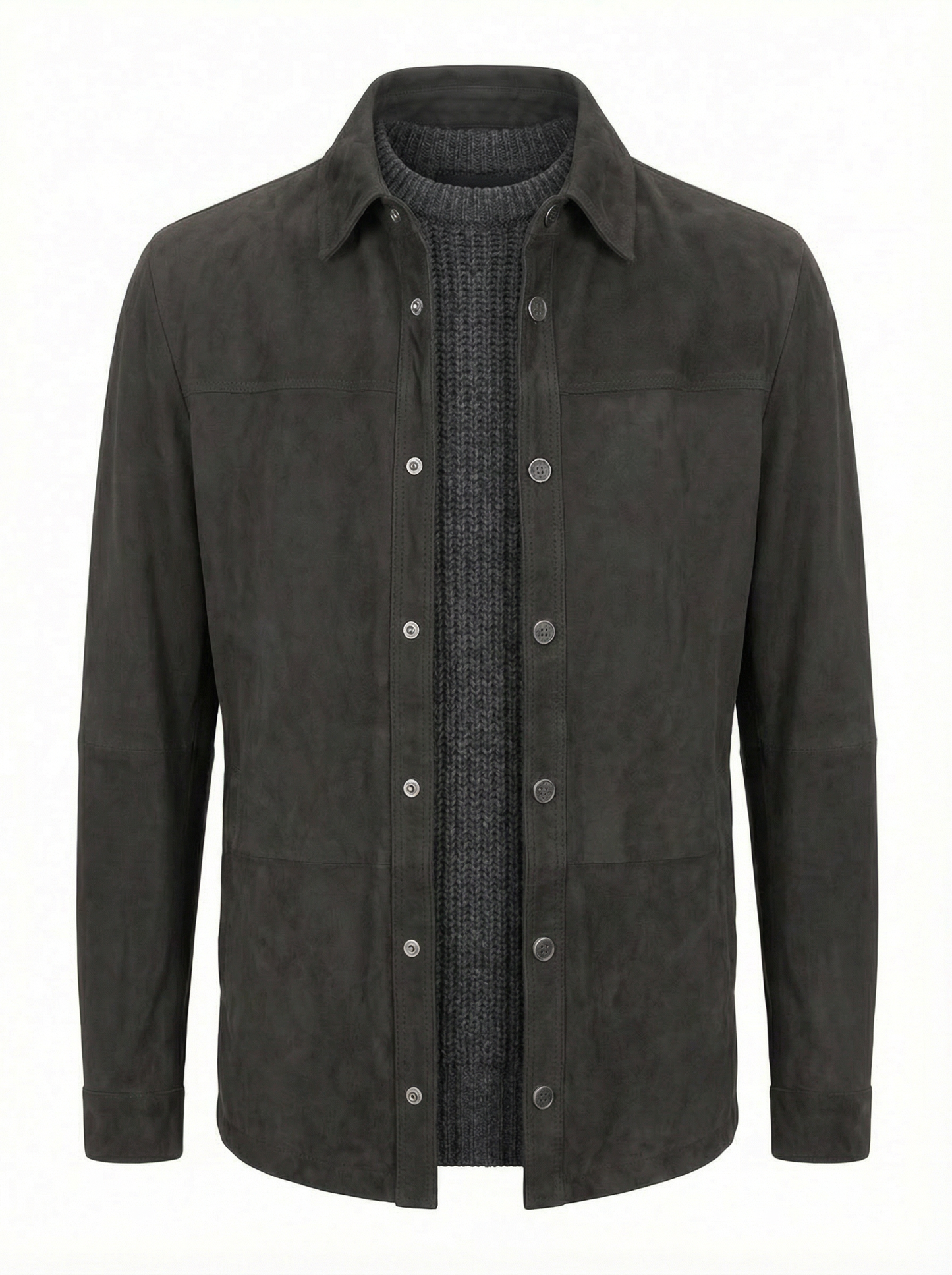 Milestone Nubuck Nappa Leather Shirt Jacket in Black