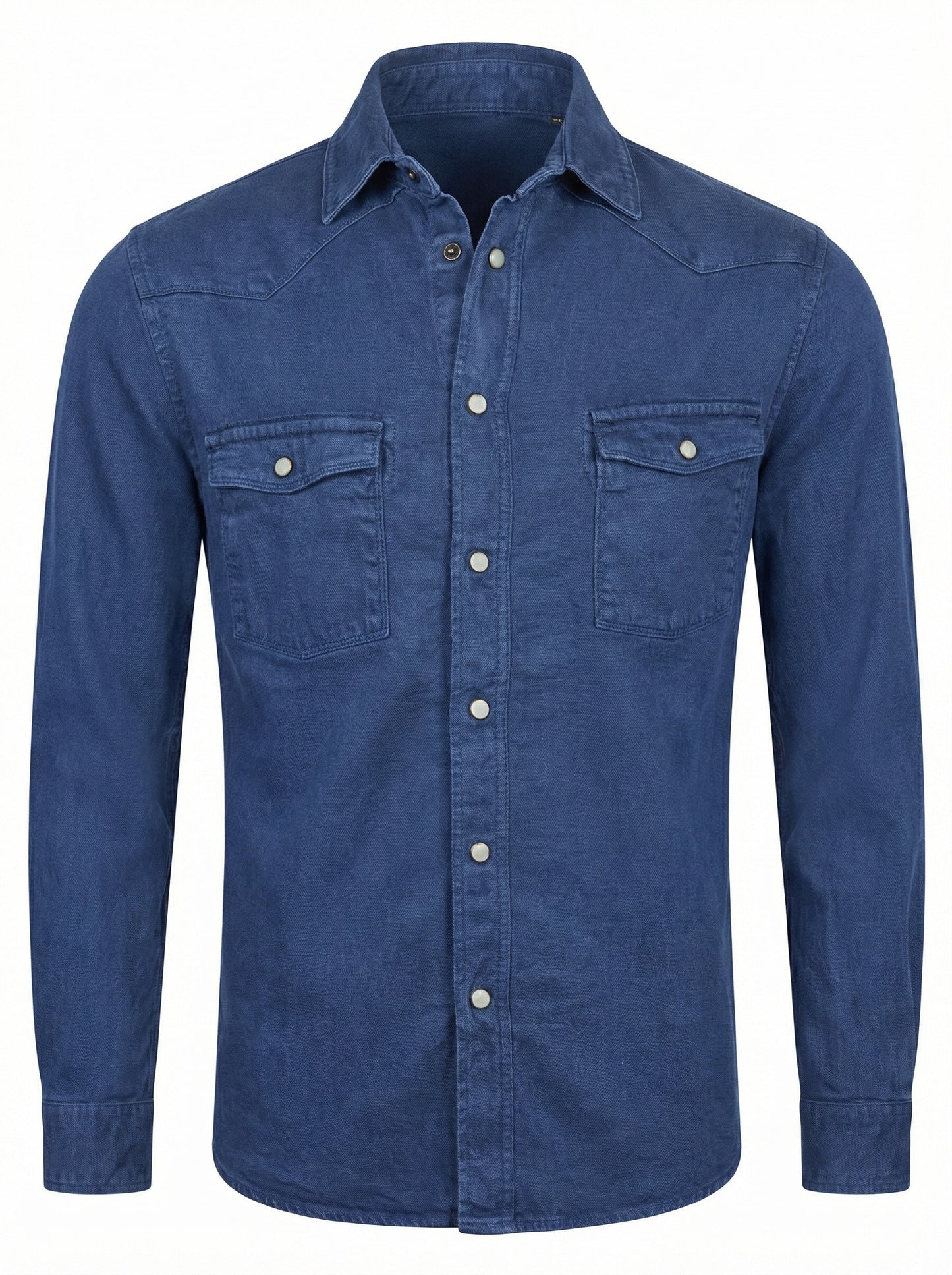 Teleria Zed Roper Over-Dyed Western Snap Shirt in Washed Indigo Blue