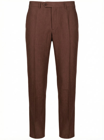 Canali Siena Classic Fit Linen Wool Blend Dress Pants in Rust