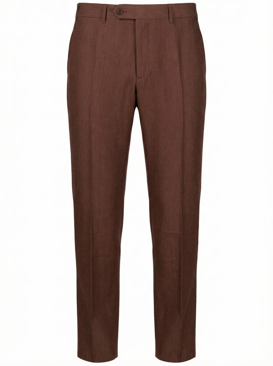 Canali Siena Classic Fit Linen Wool Blend Dress Pants in Rust