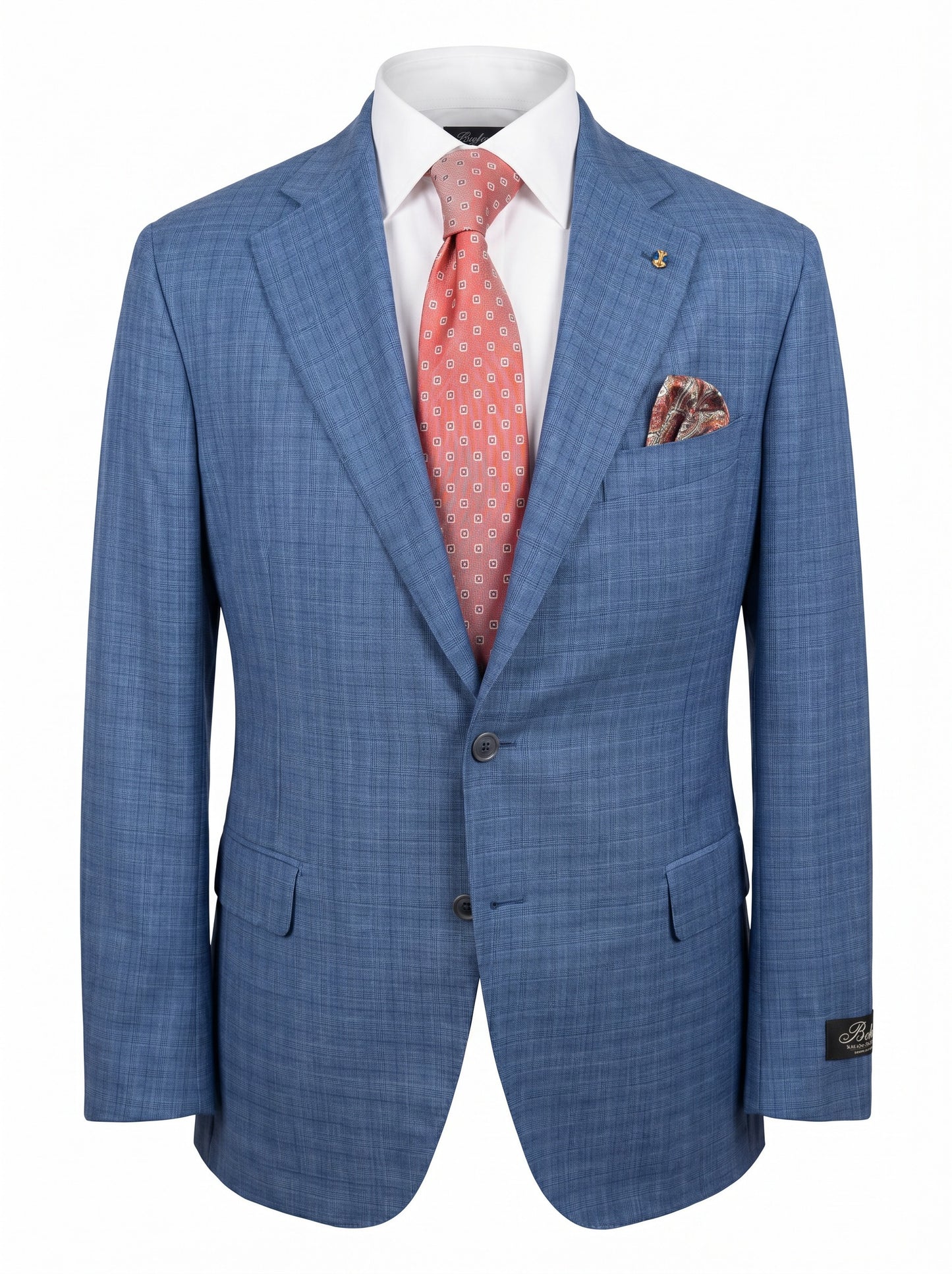 Belvest Suit in Super 140's Wool -Prince of Wales Pattern-Light Blue