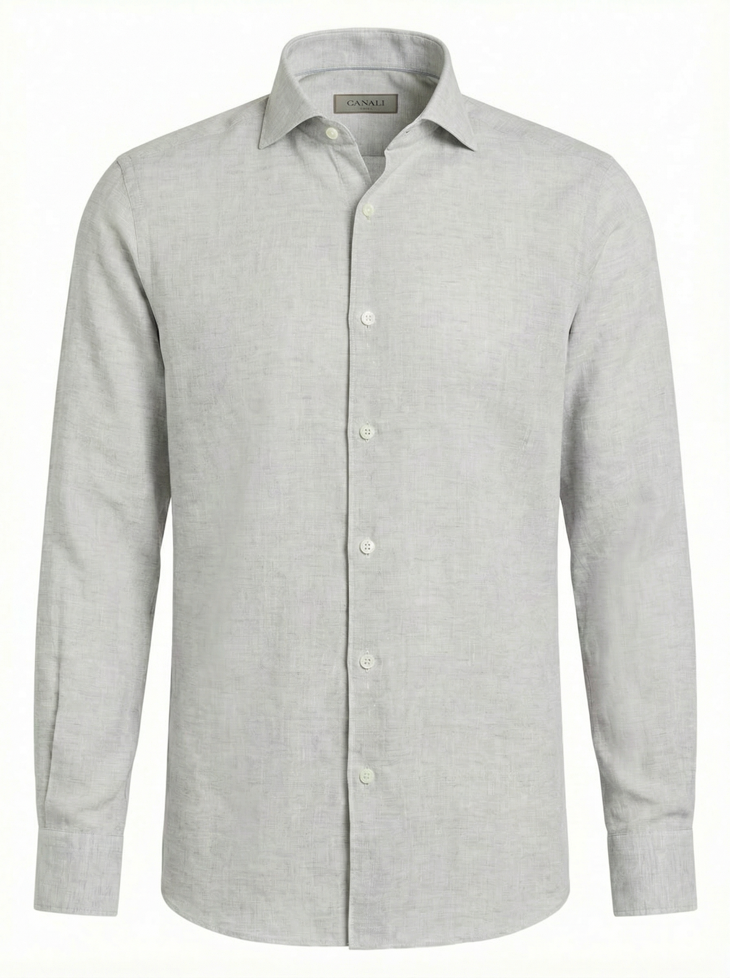 Canali Regular Fit Linen Shirt in Light Grey