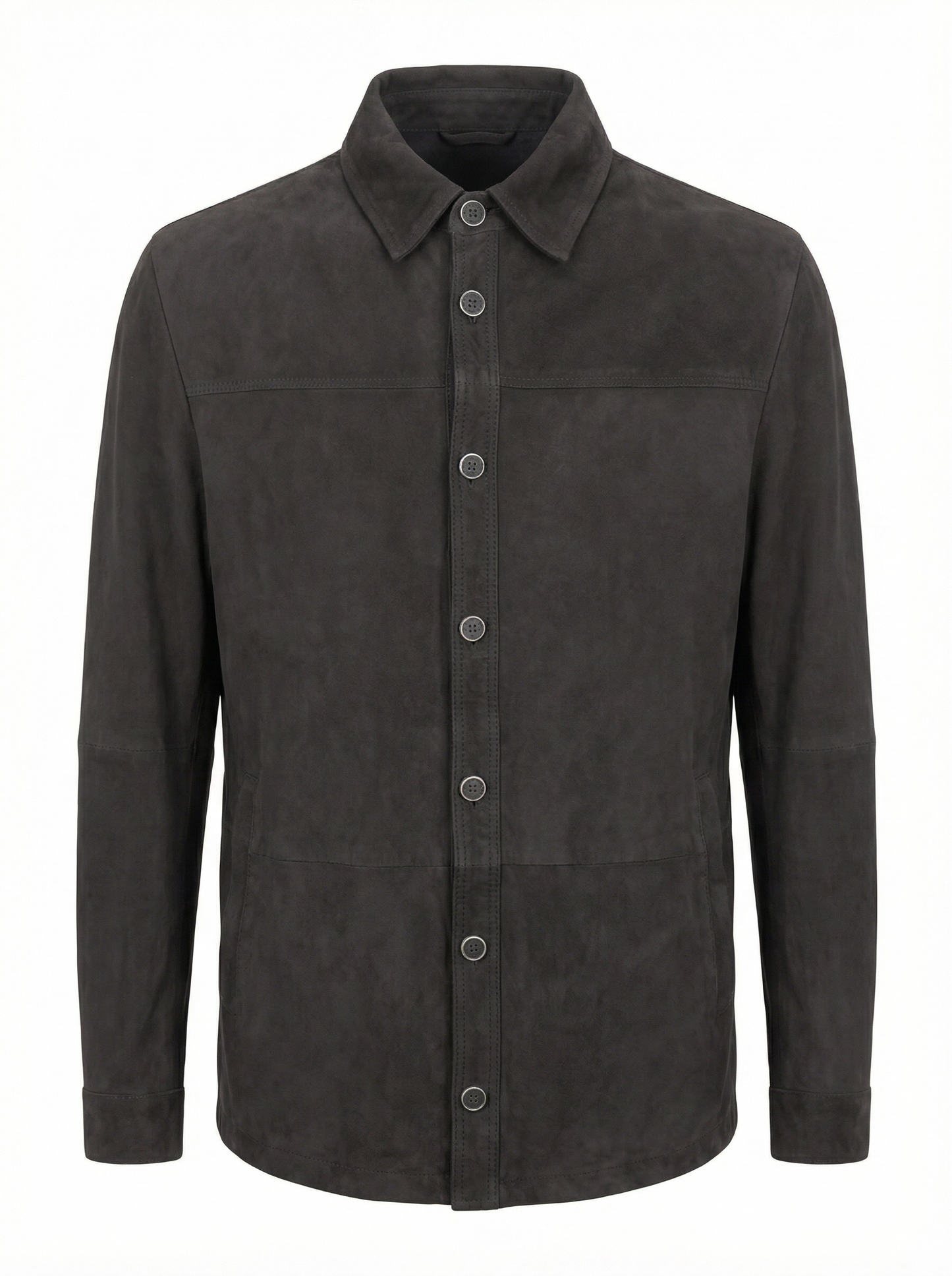 Milestone Nubuck Nappa Leather Shirt Jacket in Black