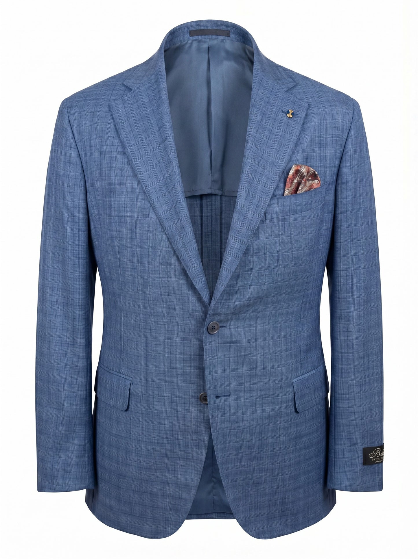 Belvest Suit in Super 140's Wool -Prince of Wales Pattern-Light Blue