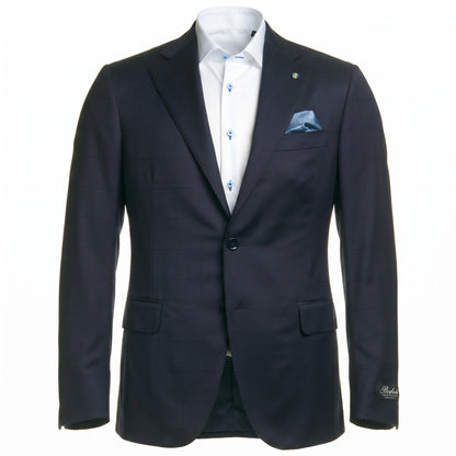 Belvest Super 130's Wool Window Pain Suit in Dark Navy Blue
