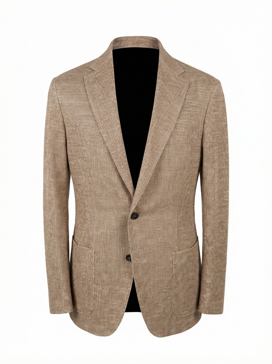 Fradi Knitted Linen & Cotton Super Light Jersey Jacket -Camel
