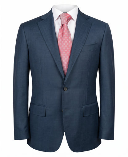 Canali Kei Model Suit in Dual-Tone Wool in Blue
