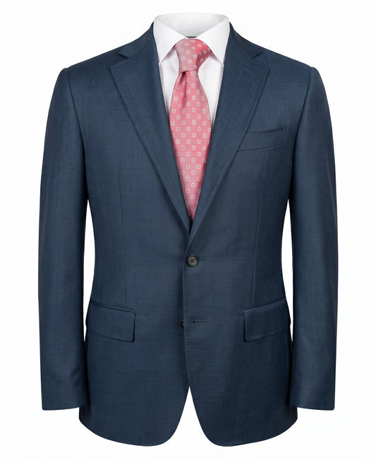Canali Kei Model Suit in Dual-Tone Wool in Blue