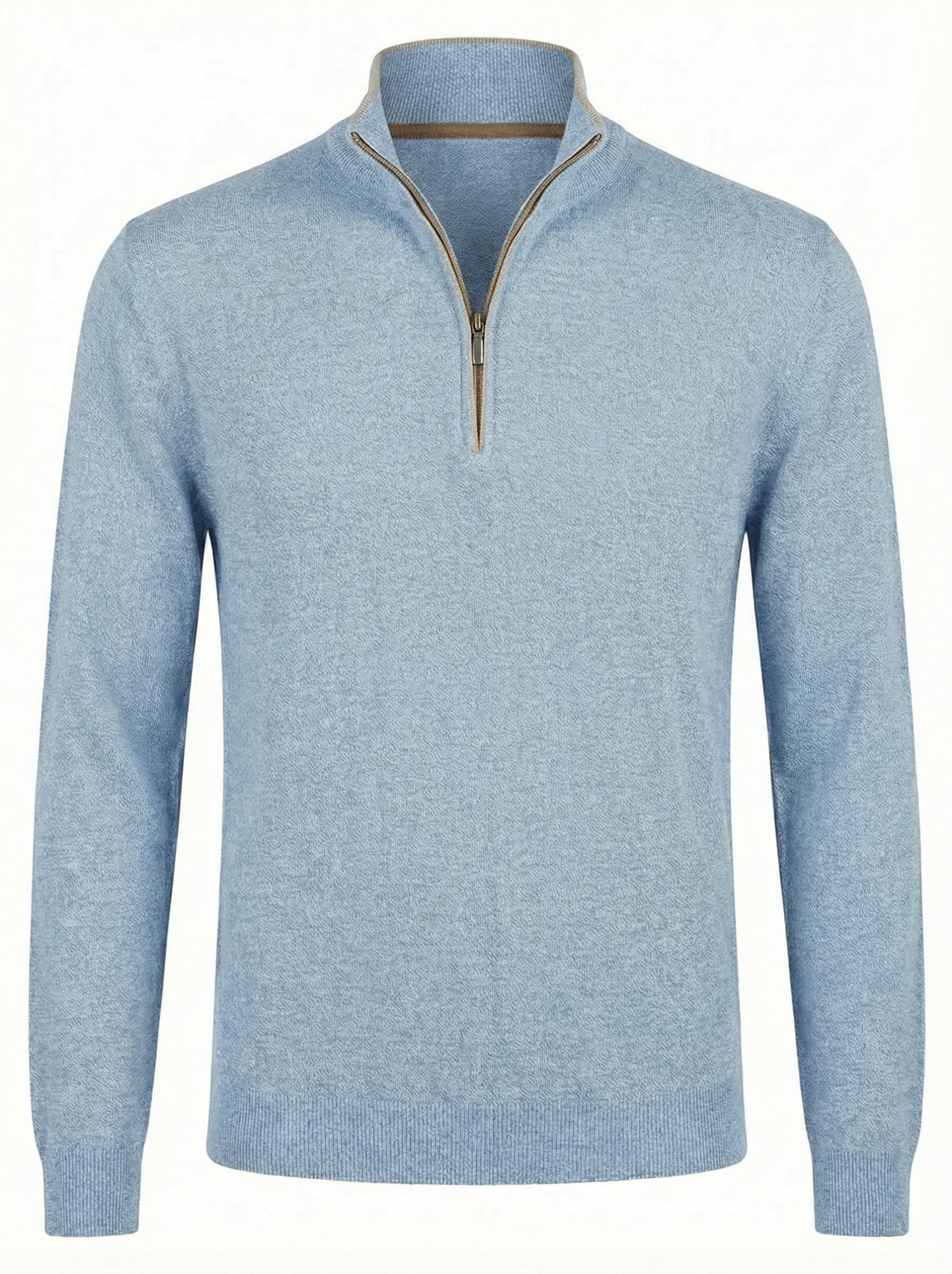Codice Quarter-Zip Long Sleeve Cotton Sweater in Light Blue