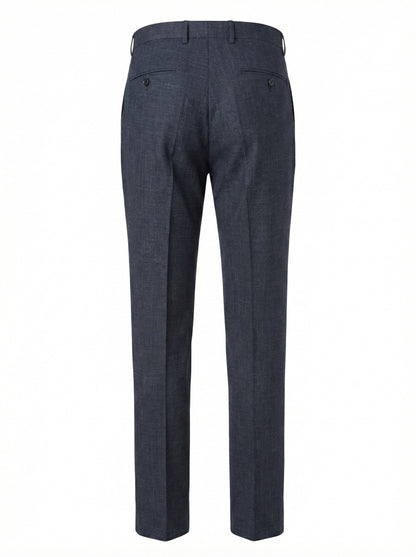Canali Siena Classic Fit Wool, Silk and Linen  Blend Dress Pants in Dark Blue