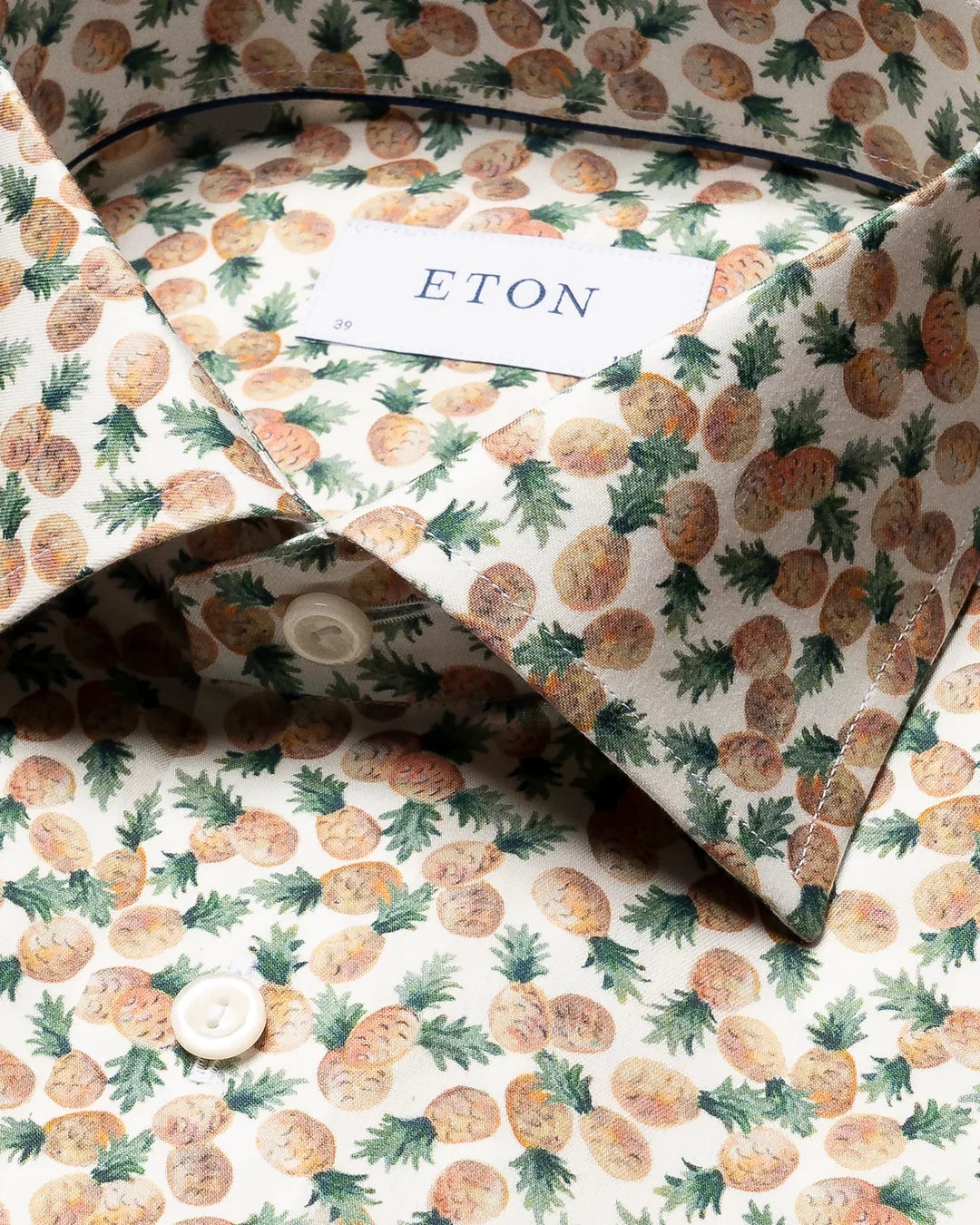 Eton Orange Pineapple Print Cotton Sport Shirt