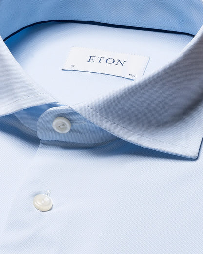 Eton Solid Four-Way Stretch Shirt in Contemporary Fit – Blue