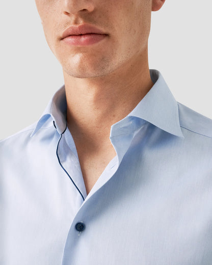 Eton Light Blue Signature Twill Shirt with Navy Details