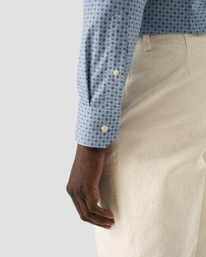 Eton Contemporary Micro Floral Print Shirt in Light Blue