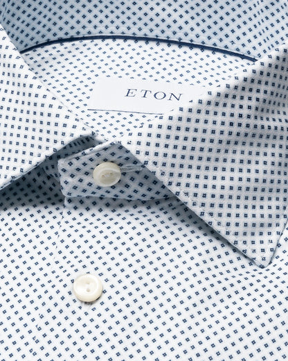 Eton Geometric Cotton Four-way Stretch Shirt in Slim Fit – Blue