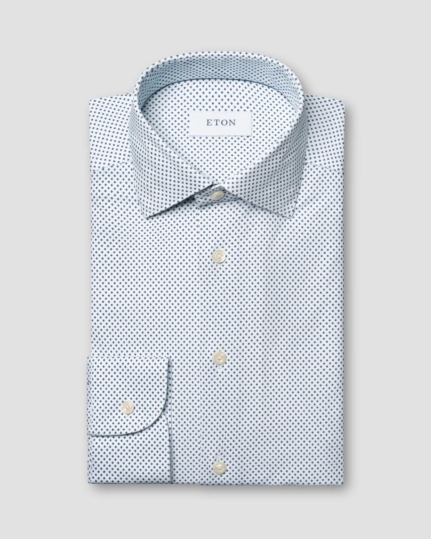 Eton Geometric Cotton Four-way Stretch Shirt in Slim Fit – Blue