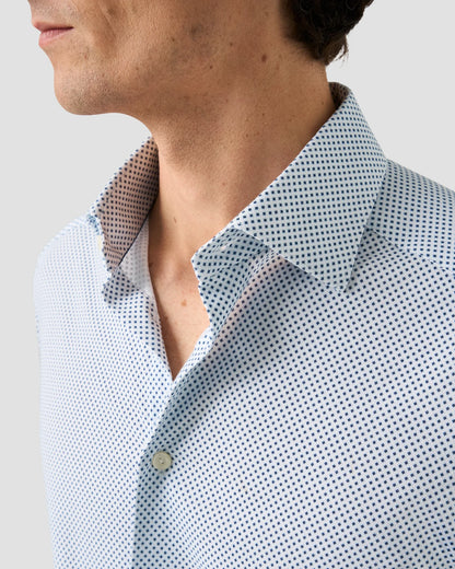 Eton Geometric Cotton Four-way Stretch Shirt in Slim Fit – Blue